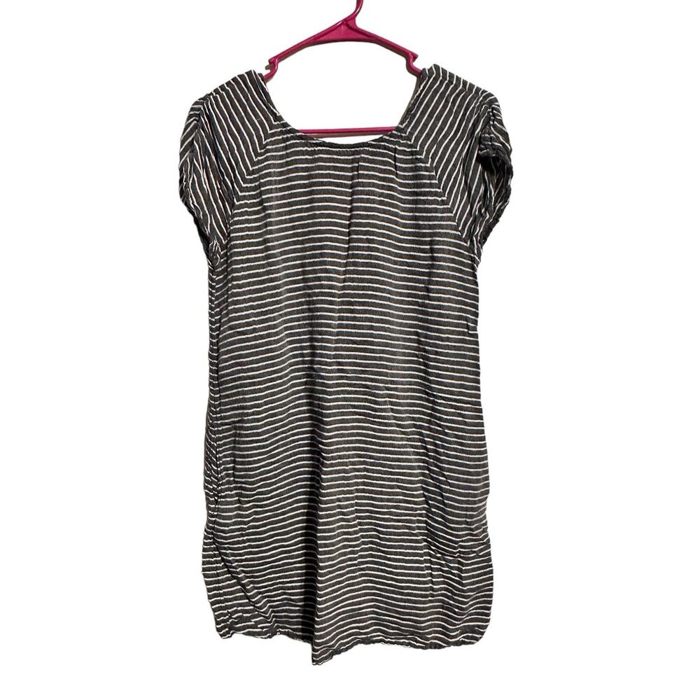 Roxy Gray and White Striped Mini Dress Open Back Size Large